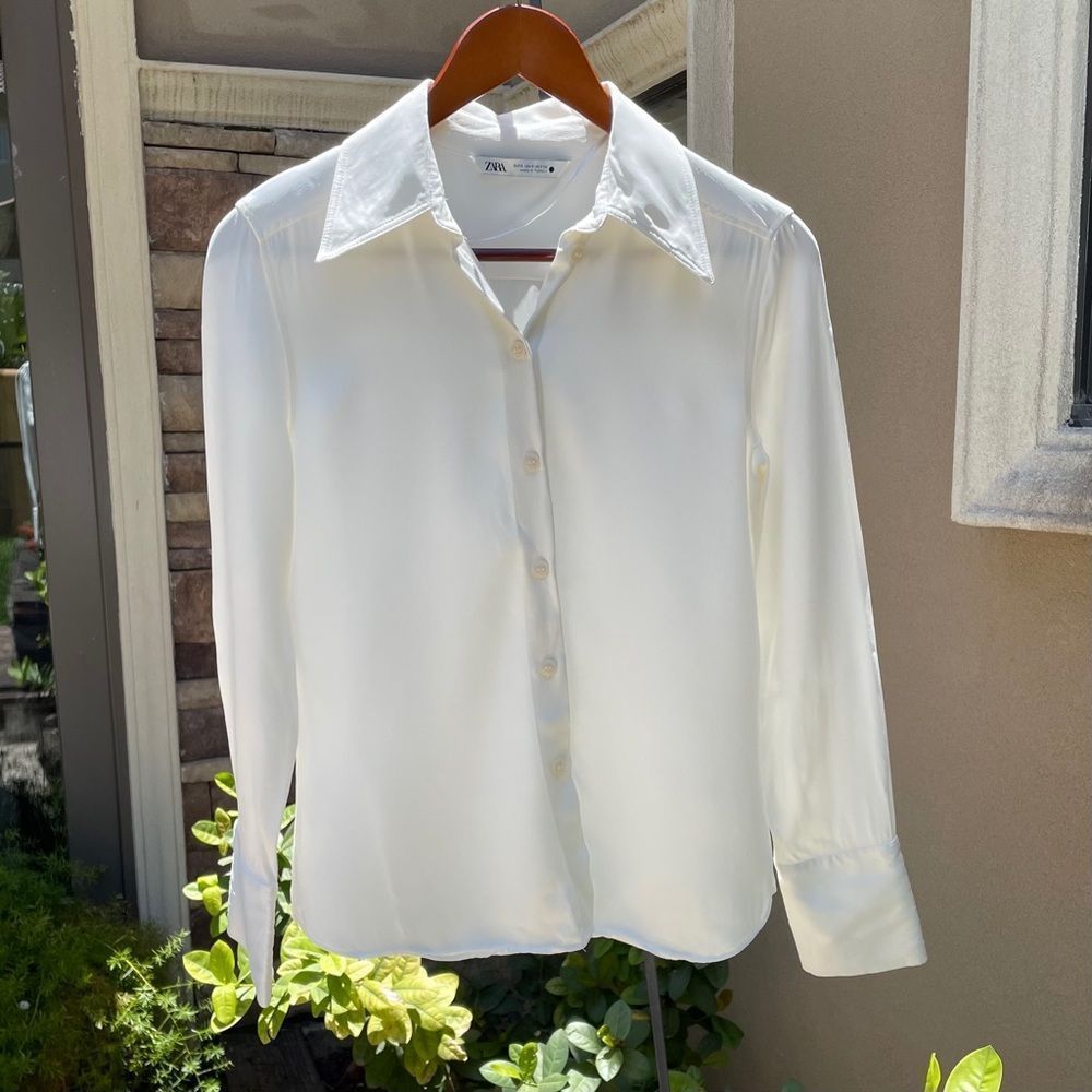 Zara white button down blouse